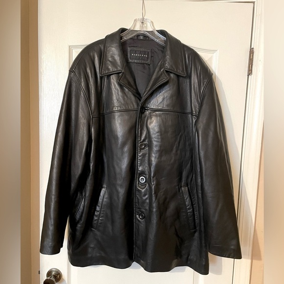 BARACUTA 100% Genuine Black Leather Jacket Size XXL Quality Soft Leather Y2K 90s - Picture 1 of 10